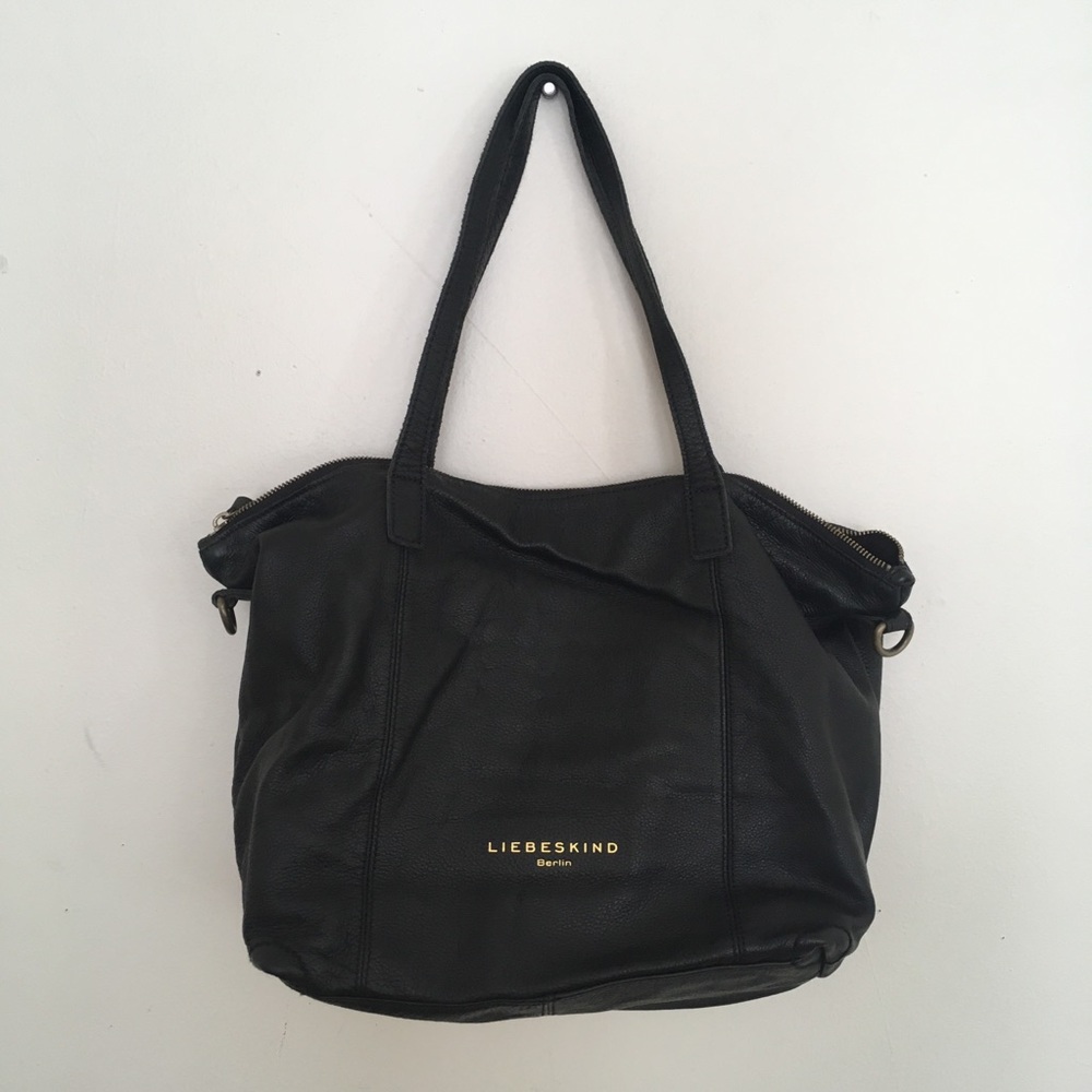 Liebeskind Black Leather Tote with Crossbody Strap